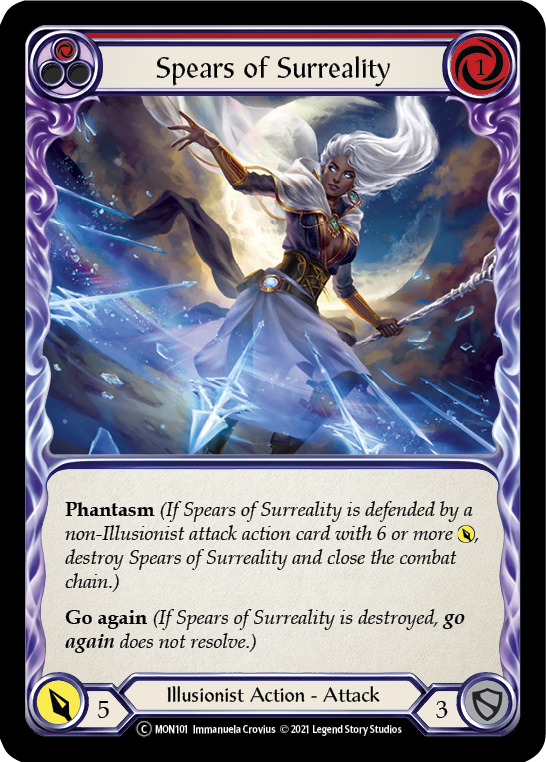 Spears of Surreality (Red) (Rainbow Foil) [U-MON101-RF] Unlimited Edition Rainbow Foil | Devastation Store