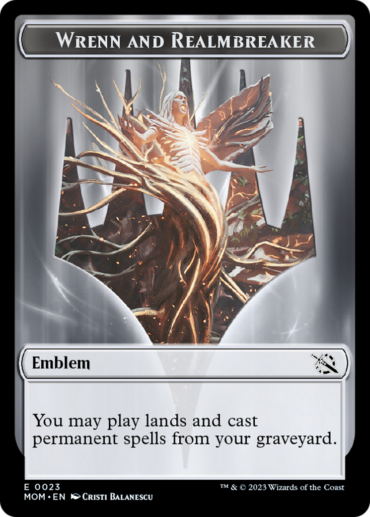 Phyrexian Myr // Wrenn and Realmbreaker Emblem Double-Sided Token [March of the Machine Tokens] | Devastation Store