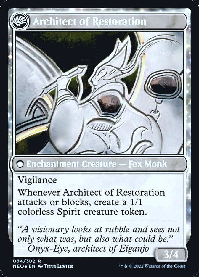 The Restoration of Eiganjo // Architect of Restoration [Kamigawa: Neon Dynasty Prerelease Promos] | Devastation Store