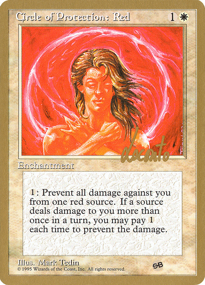 Circle of Protection: Red (Michael Loconto) (SB) (4ED) [Pro Tour Collector Set] | Devastation Store