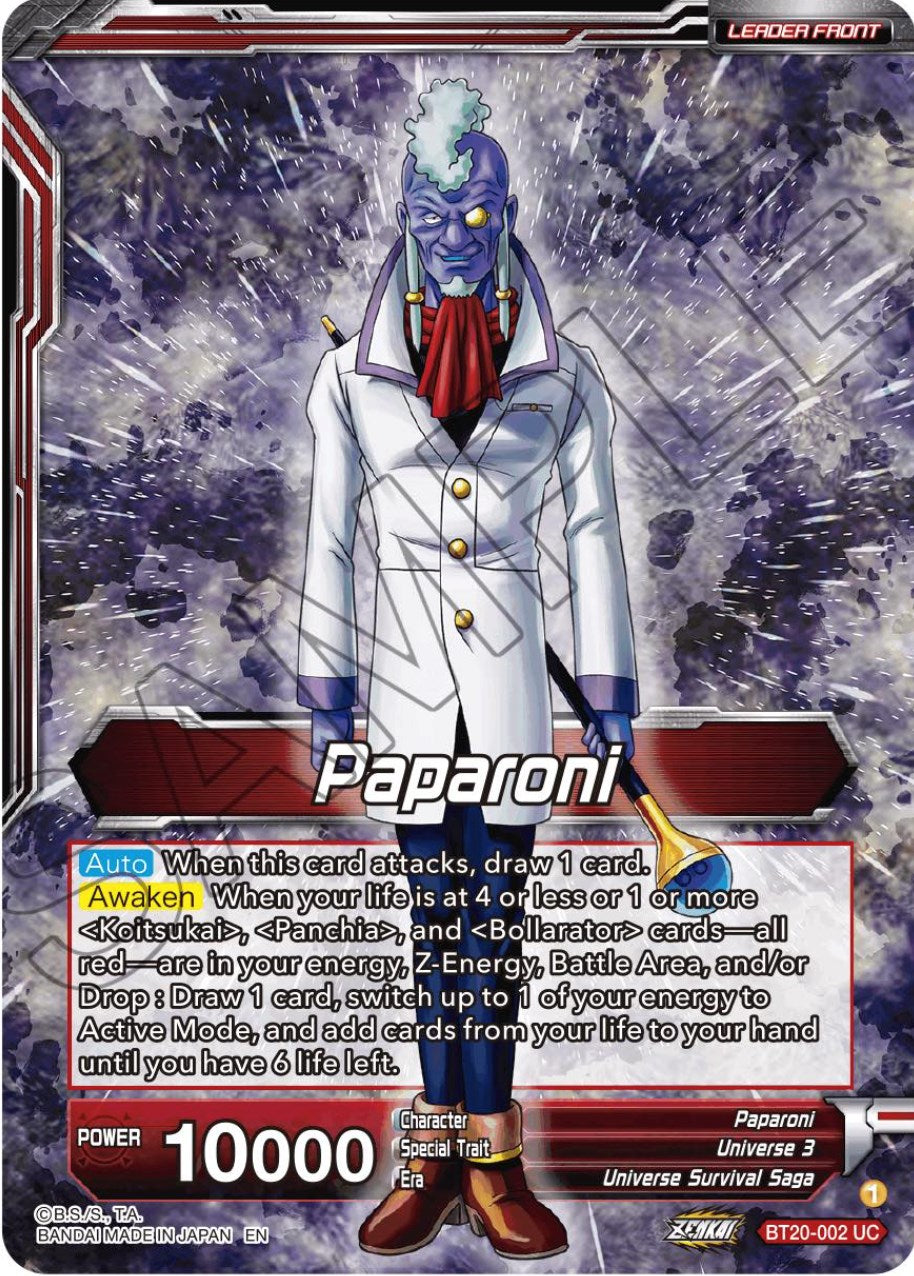 Paparoni // Warriors of Universe 3, United as One (BT20-002) [Power Absorbed Prerelease Promos] | Devastation Store