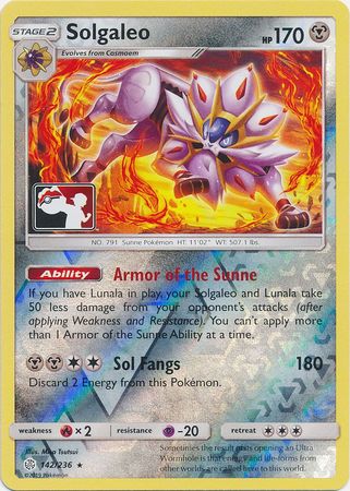 Solgaleo (142/236) (Pokemon Club Special Print) [Sun & Moon: Cosmic Eclipse] | Devastation Store