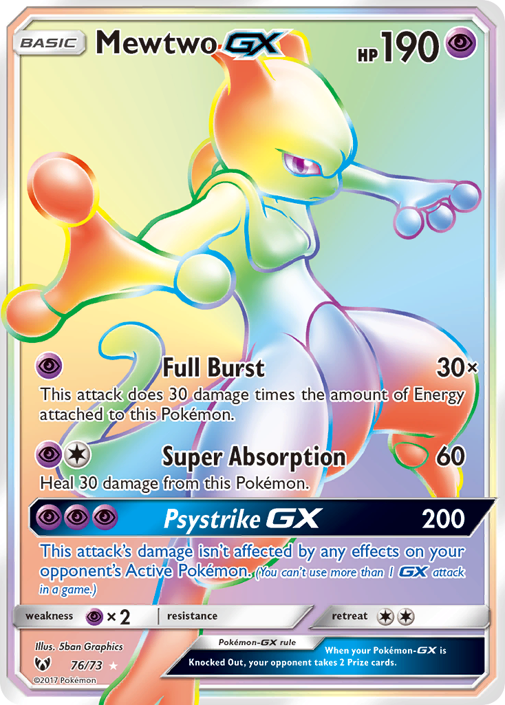 Mewtwo GX (76/73) [Sun & Moon: Shining Legends] | Devastation Store