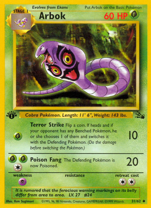 Arbok (31/62) [Fossil 1st Edition] | Devastation Store