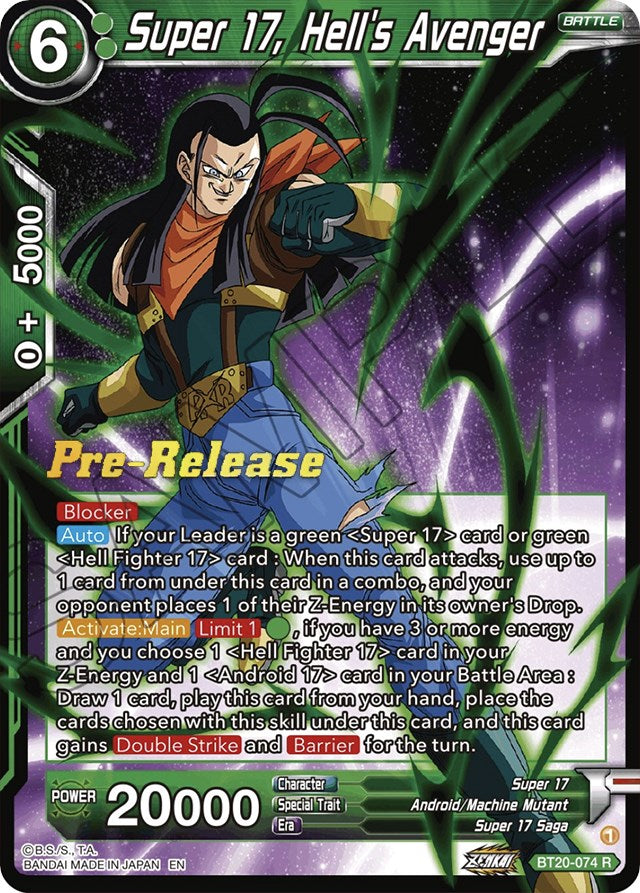 Super 17, Hell's Avenger (BT20-074) [Power Absorbed Prerelease Promos] | Devastation Store