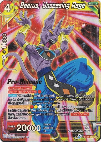 Beerus, Unceasing Rage (BT14-147) [Cross Spirits Prerelease Promos] | Devastation Store