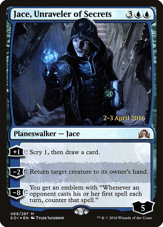 Jace, Unraveler of Secrets [Shadows over Innistrad Prerelease Promos] | Devastation Store