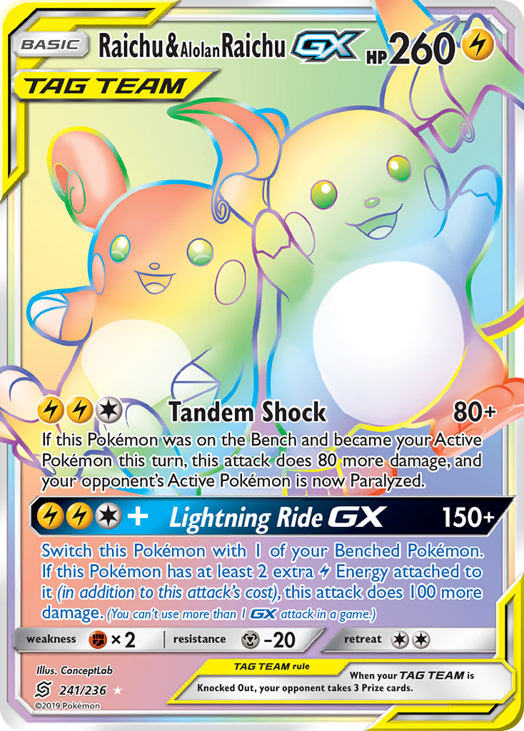Raichu & Alolan Raichu GX (241/236) [Sun & Moon: Unified Minds] | Devastation Store