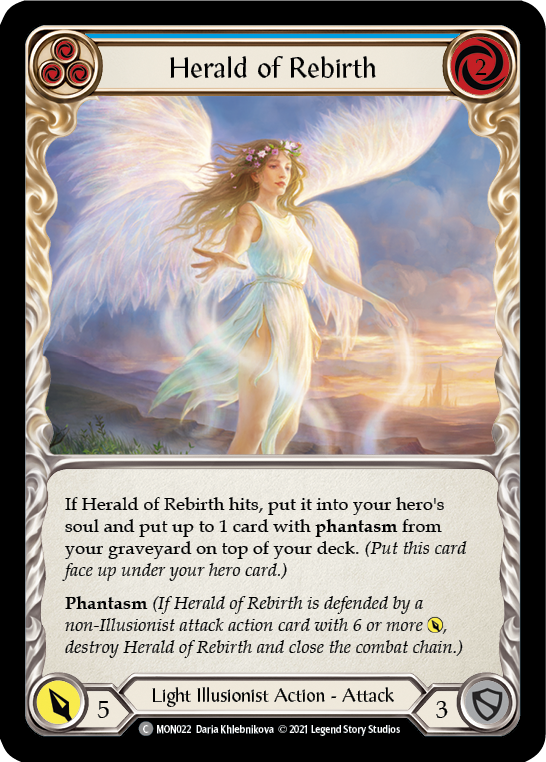 Herald of Rebirth (Blue) (Rainbow Foil) [MON022-RF] 1st Edition Rainbow Foil - Devastation Store | Devastation Store