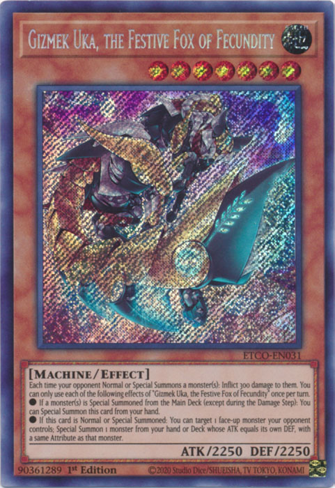 Gizmek Uka, the Festive Fox of Fecundity [ETCO-EN031] Secret Rare | Devastation Store