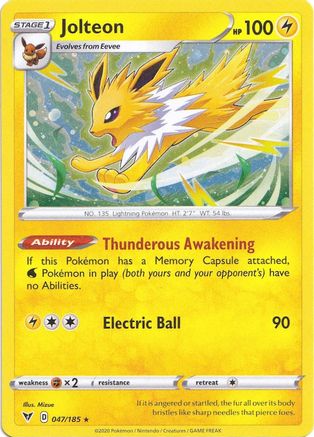 Jolteon (047/185) (Cosmos Holo) [Sword & Shield: Vivid Voltage] | Devastation Store
