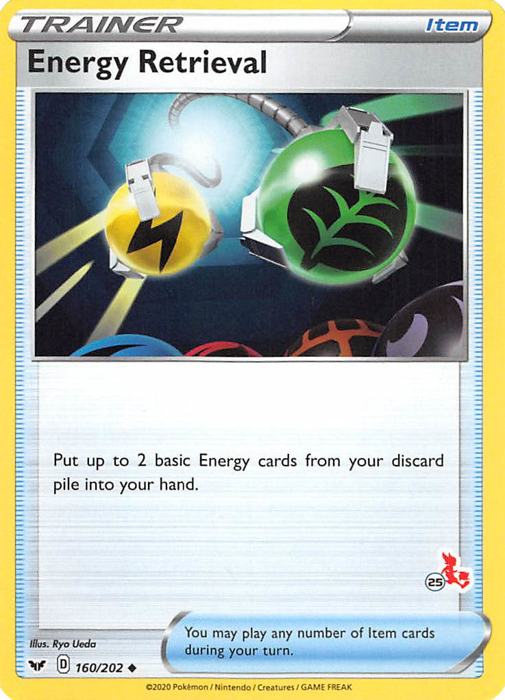 Energy Retrieval (160/202) (Cinderace Stamp #25) [Battle Academy 2022] | Devastation Store