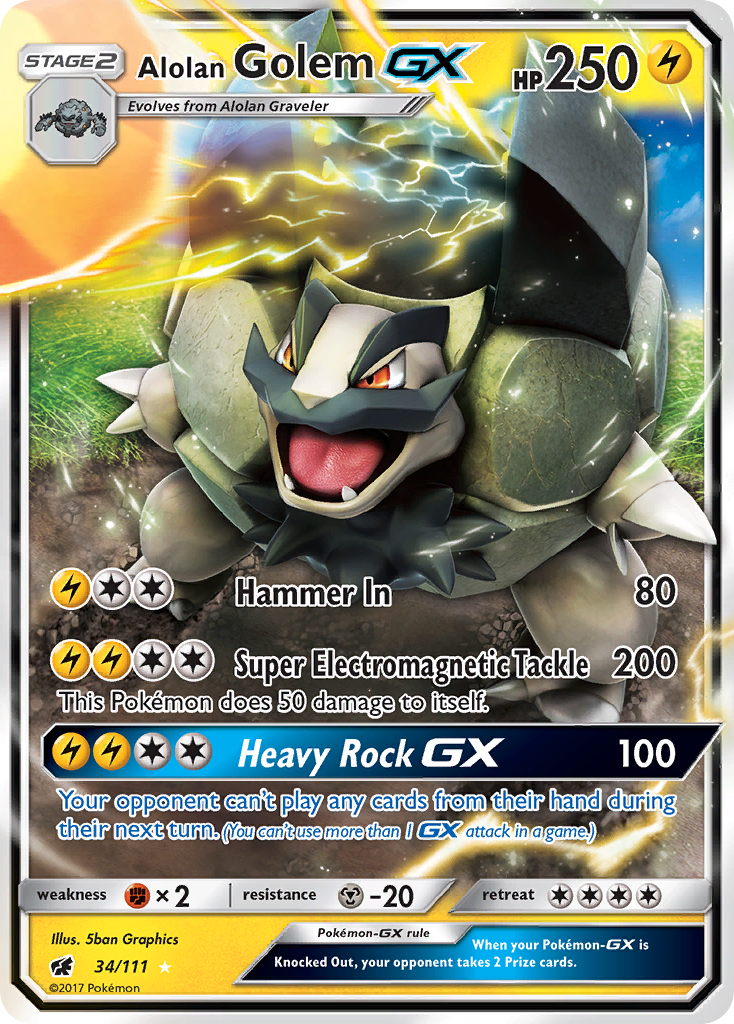 Alolan Golem GX (34/111) [Sun & Moon: Crimson Invasion] | Devastation Store