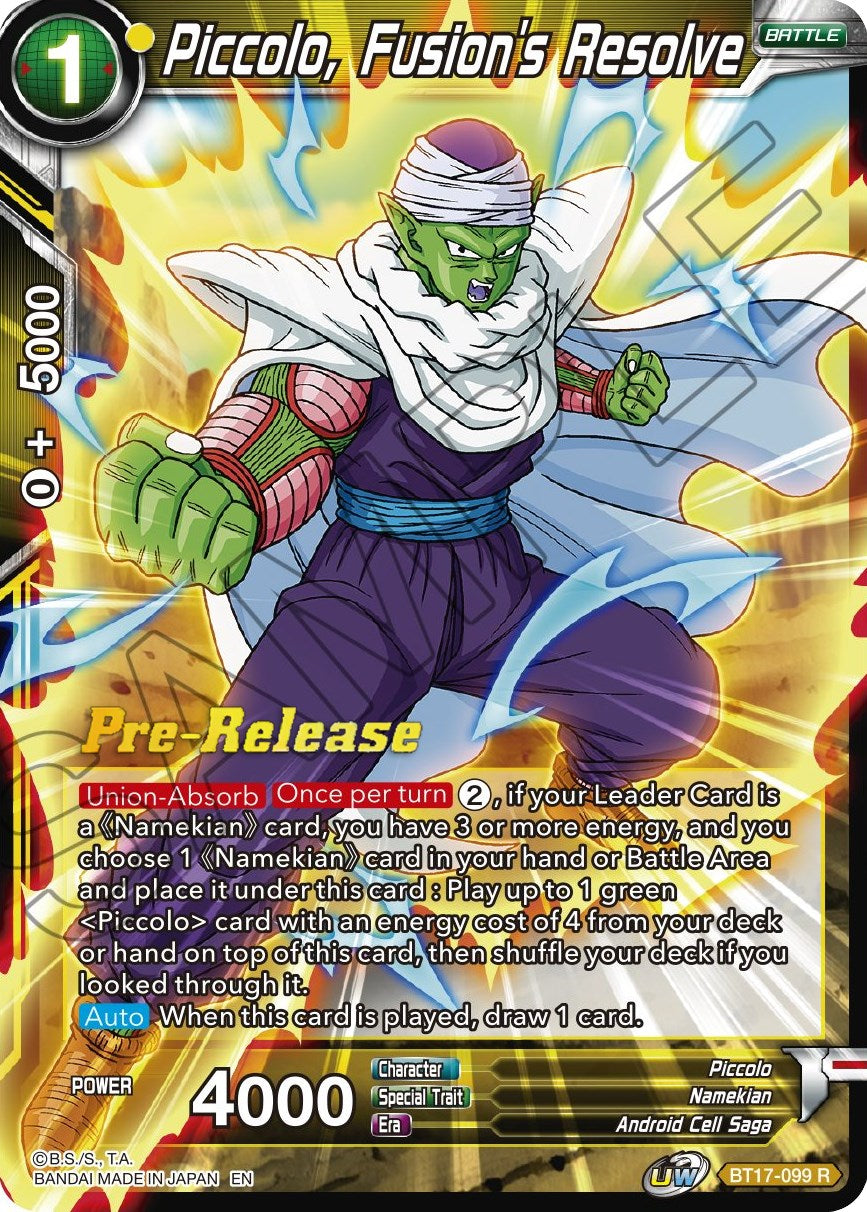 Piccolo, Fusion's Resolve (BT17-099) [Ultimate Squad Prerelease Promos] | Devastation Store