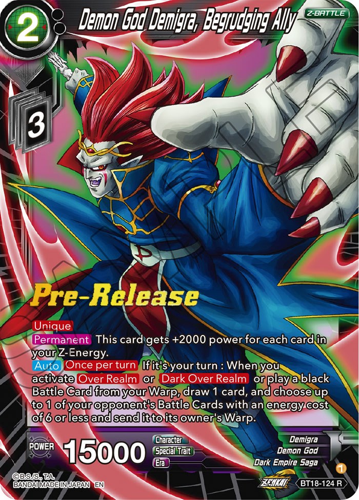 Demon God Demigra, Begrudging Ally (BT18-124) [Dawn of the Z-Legends Prerelease Promos] | Devastation Store