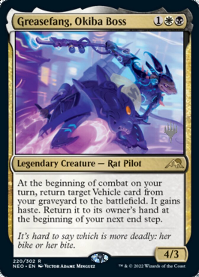 Greasefang, Okiba Boss (Promo Pack) [Kamigawa: Neon Dynasty Promos] | Devastation Store