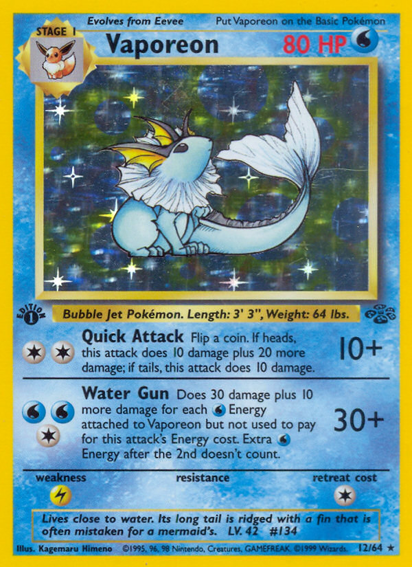 Vaporeon (12/64) [Jungle 1st Edition] | Devastation Store