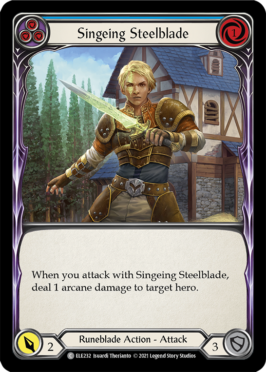 Singeing Steelblade (Blue) [ELE232] (Tales of Aria)  1st Edition Rainbow Foil | Devastation Store