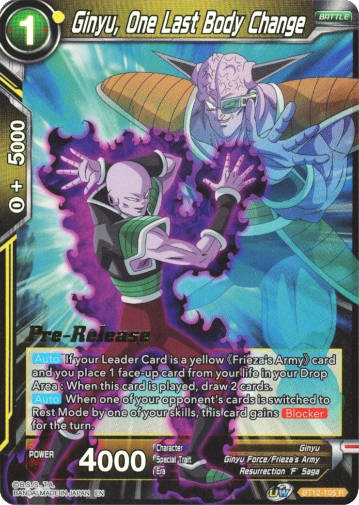 Ginyu, One Last Body Change (BT12-105) [Vicious Rejuvenation Prerelease Promos] | Devastation Store