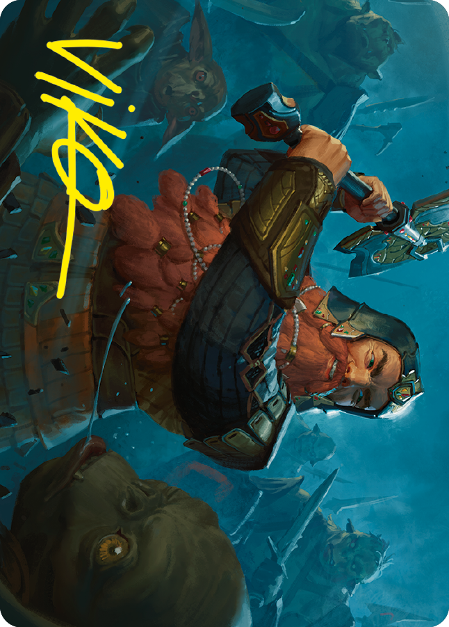 Gimli, Counter of Kills Art Card (10/81) (Gold-Stamped Signature) [The Lord of the Rings: Tales of Middle-earth Art Series] | Devastation Store