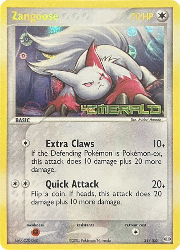 Zangoose (21/106) (Stamped) [EX: Emerald] | Devastation Store