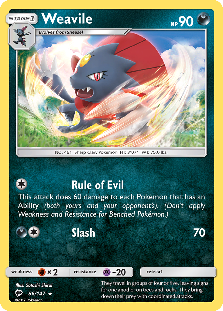 Weavile (86/147) [Sun & Moon: Burning Shadows] | Devastation Store