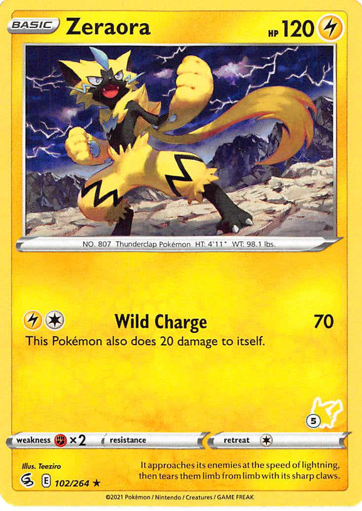 Zeraora (102/264) (Pikachu Stamp #5) [Battle Academy 2022] | Devastation Store