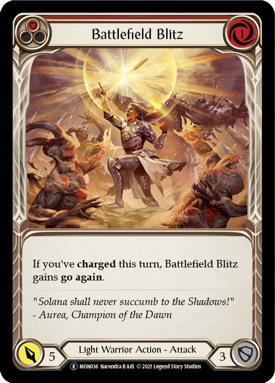 Battlefield Blitz (Red) (Rainbow Foil) [U-MON036-RF] Unlimited Edition Rainbow Foil | Devastation Store