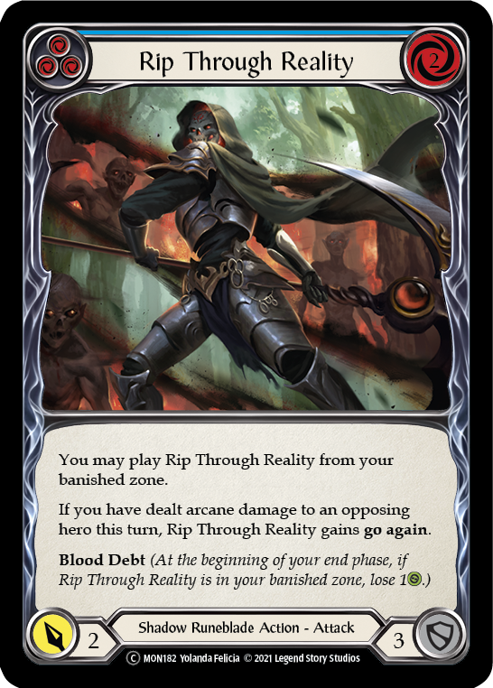 Rip Through Reality (Blue) (Rainbow Foil) [U-MON182-RF] Unlimited Edition Rainbow Foil | Devastation Store
