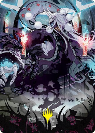 Echo of Death's Wail Art Card (Gold-Stamped Signature) [Kamigawa: Neon Dynasty Art Series] | Devastation Store