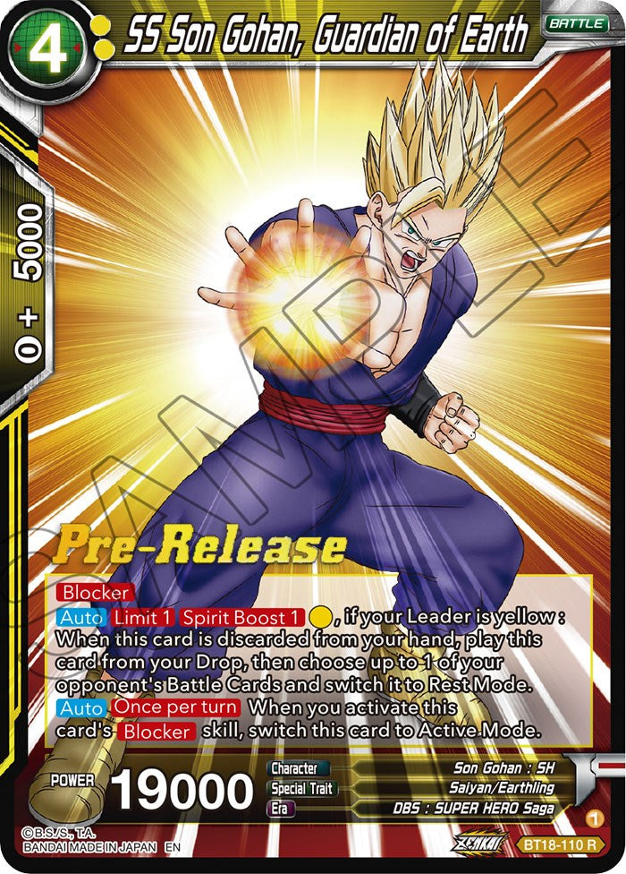 SS Son Gohan, Guardian of Earth (BT18-110) [Dawn of the Z-Legends Prerelease Promos] | Devastation Store