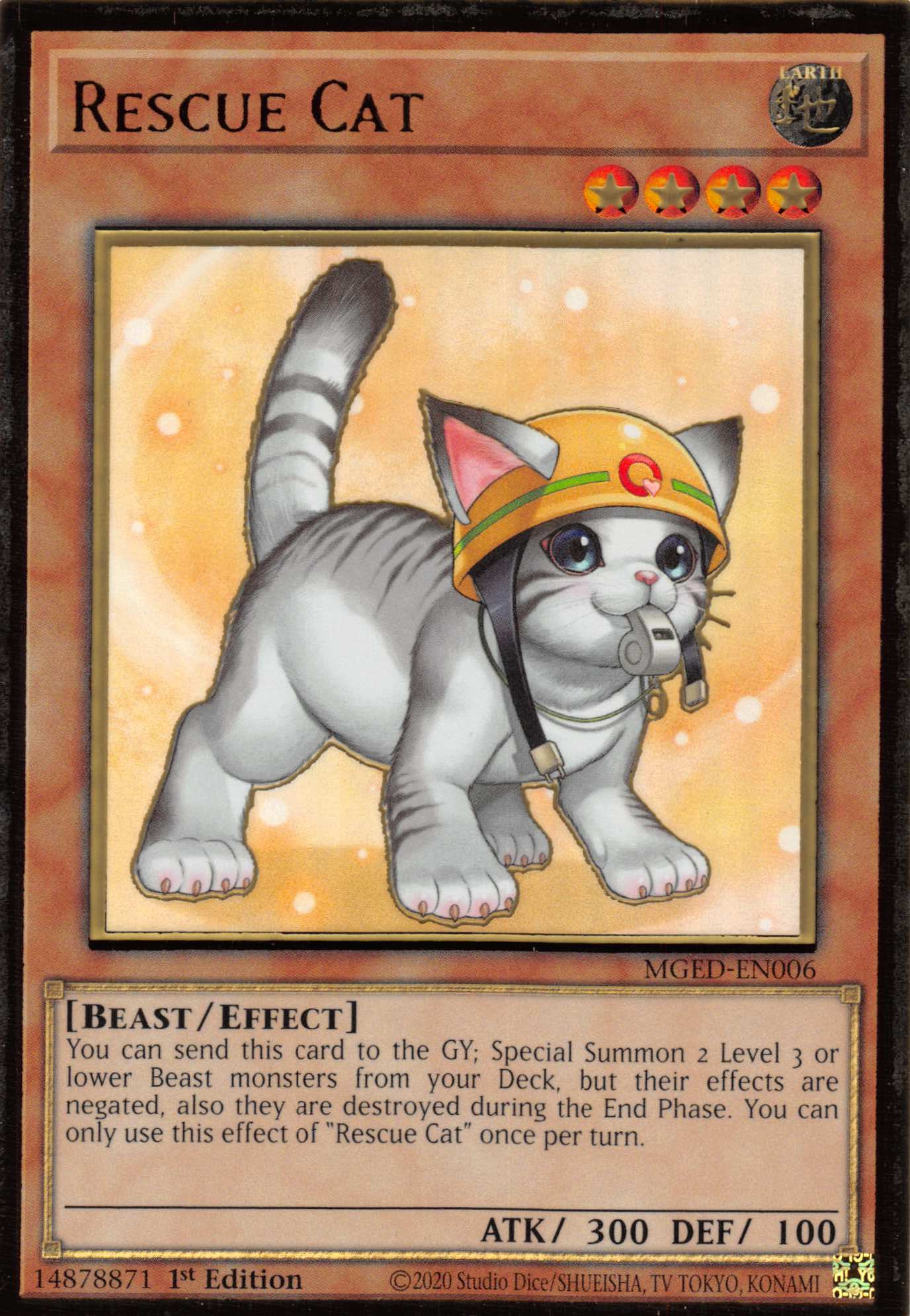 Rescue Cat (Alternate Art) [MGED-EN006] Gold Rare | Devastation Store