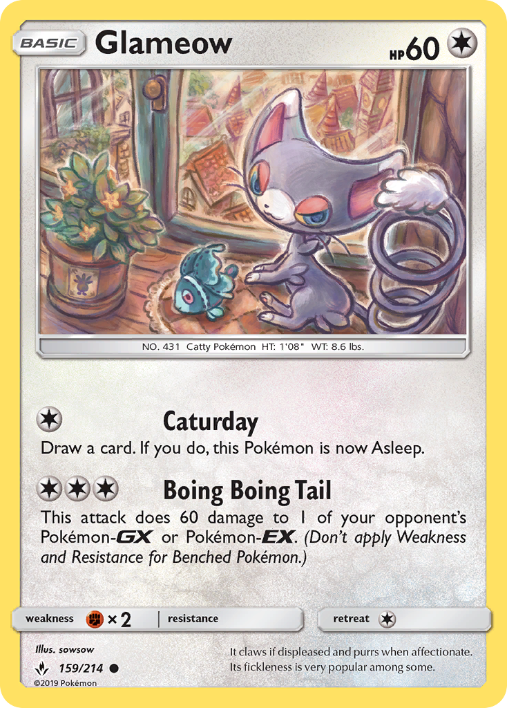 Glameow (159/214) [Sun & Moon: Unbroken Bonds] | Devastation Store