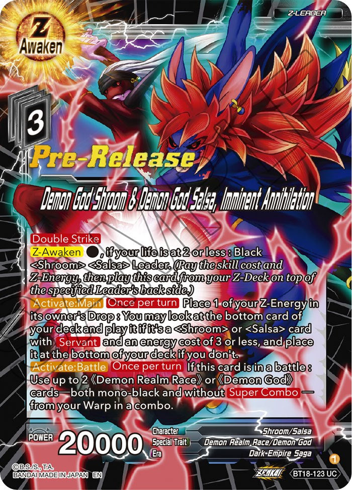 Demon God Shroom & Demon God Salsa, Imminent Annihilation (BT18-123) [Dawn of the Z-Legends Prerelease Promos] | Devastation Store