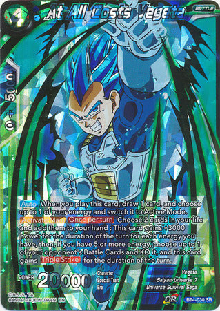 At All Costs Vegeta (Shatterfoil) (BT4-030) [Dragon Brawl] | Devastation Store