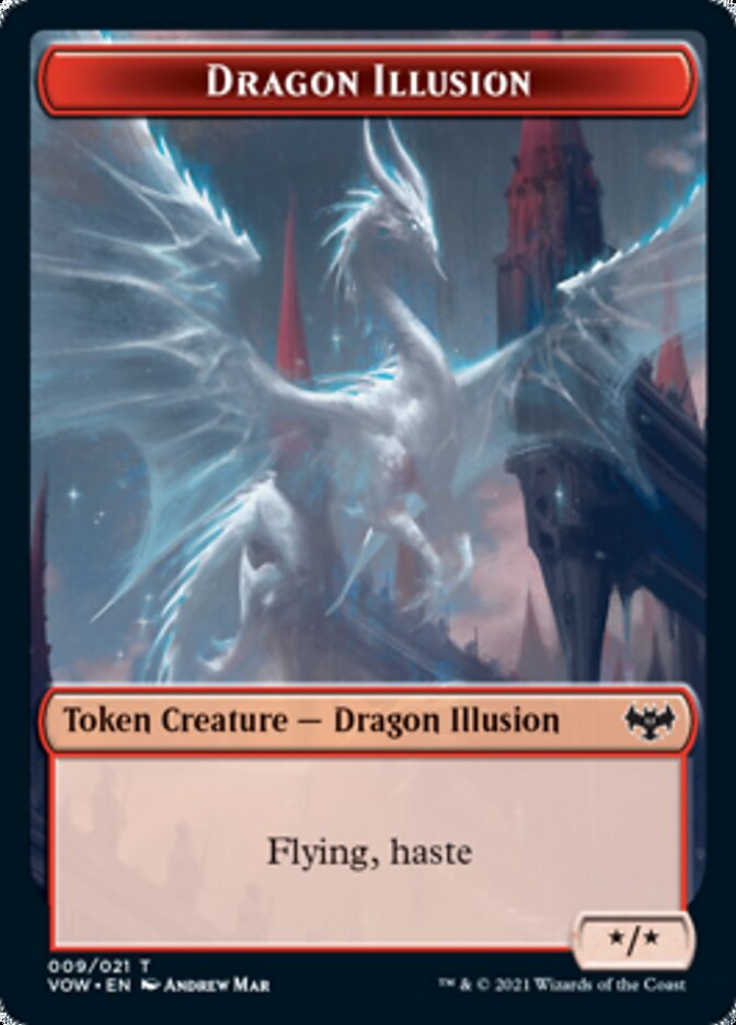 Blood // Dragon Illusion Double-sided Token [Innistrad: Crimson Vow Tokens] | Devastation Store