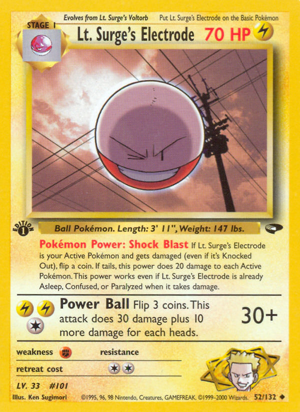 Lt. Surge's Electrode (52/132) [Gym Challenge 1st Edition] | Devastation Store