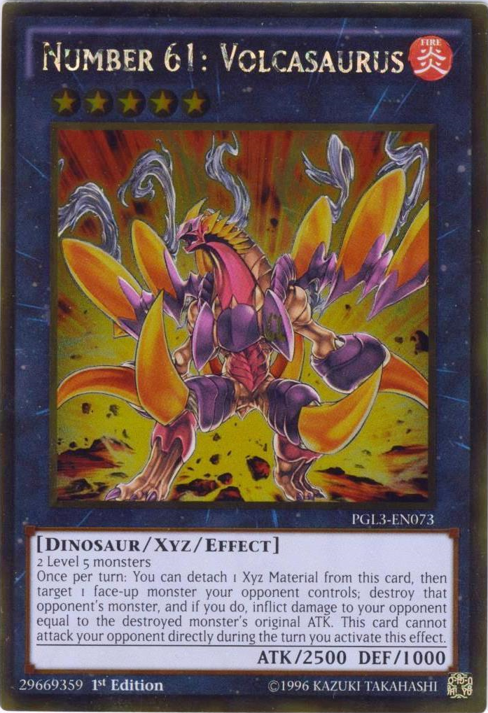Number 61: Volcasaurus [PGL3-EN073] Gold Rare | Devastation Store
