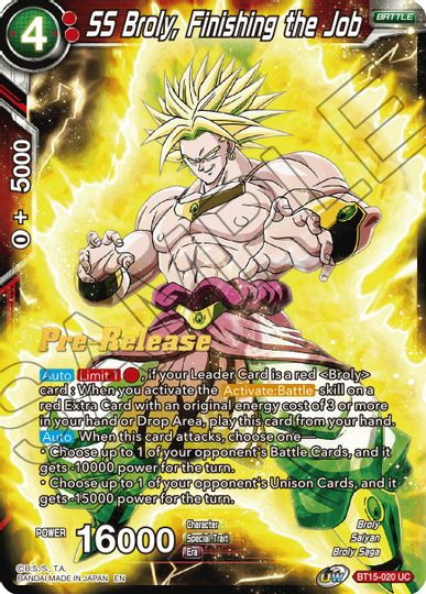 SS Broly, Finishing the Job (BT15-020) [Saiyan Showdown Prerelease Promos] | Devastation Store