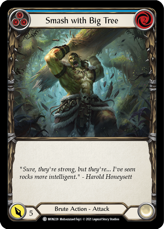 Smash with Big Tree (Blue) (Rainbow Foil) [MON228-RF] 1st Edition Rainbow Foil - Devastation Store | Devastation Store