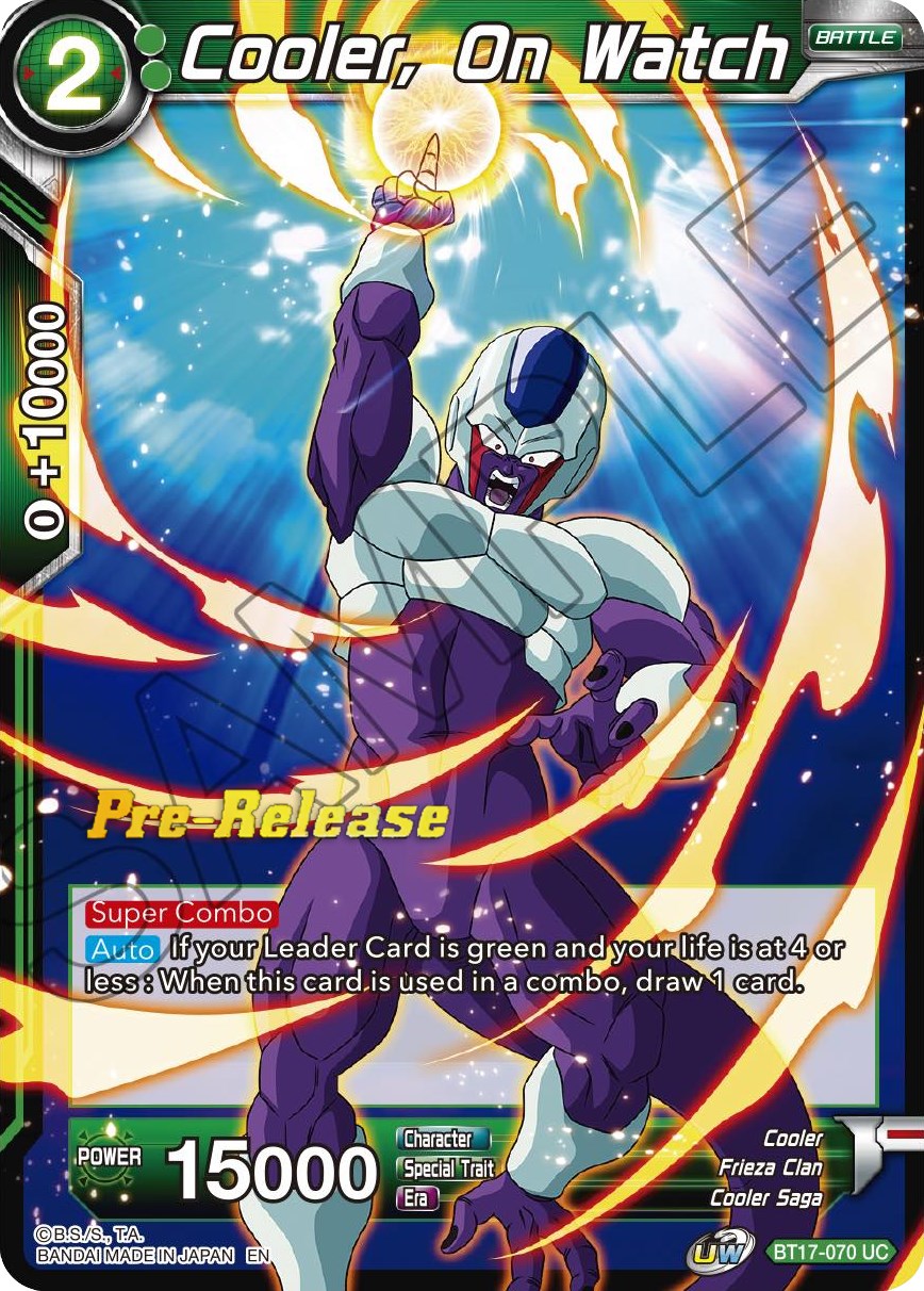 Cooler, On Watch (BT17-070) [Ultimate Squad Prerelease Promos] | Devastation Store