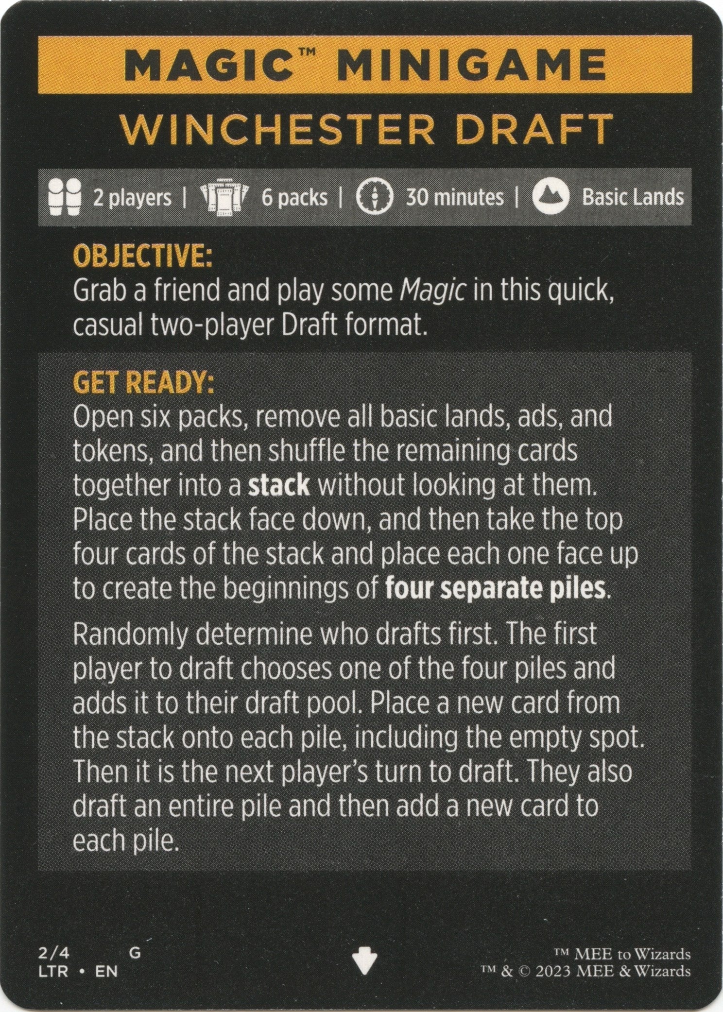 Winchester Draft (Magic Minigame) [The Lord of the Rings: Tales of Middle-Earth Minigame] | Devastation Store