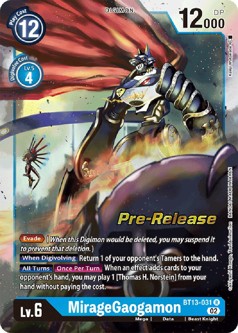 MirageGaogamon [BT13-031] [Versus Royal Knight Booster Pre-Release Cards] | Devastation Store