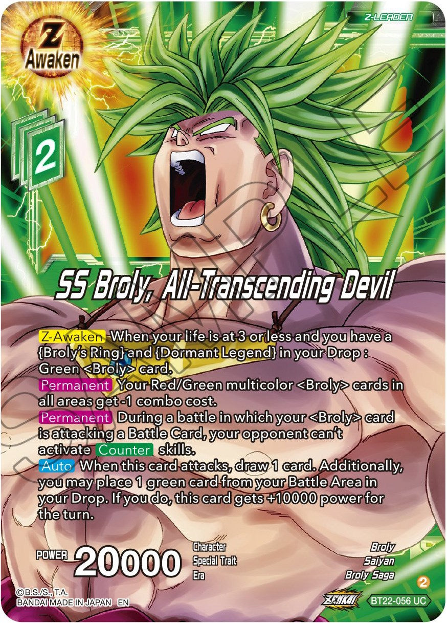 SS Broly, All-Transcending Devil (BT22-056) [Critical Blow] | Devastation Store