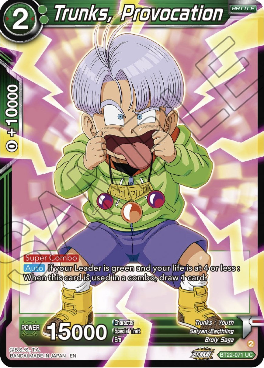 Trunks, Provocation (BT22-071) [Critical Blow] | Devastation Store