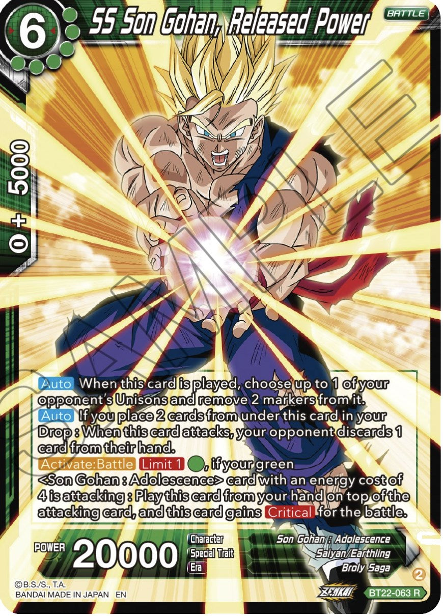 SS Son Gohan, Released Power (BT22-063) [Critical Blow] | Devastation Store