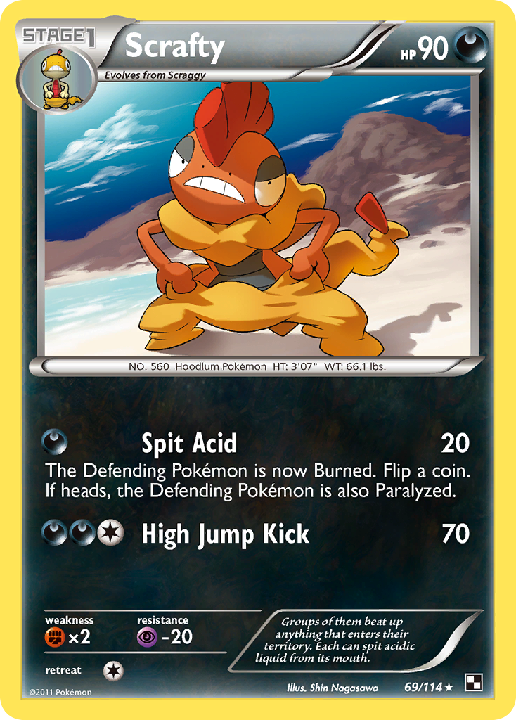Scrafty (69/114) [Black & White: Base Set] | Devastation Store