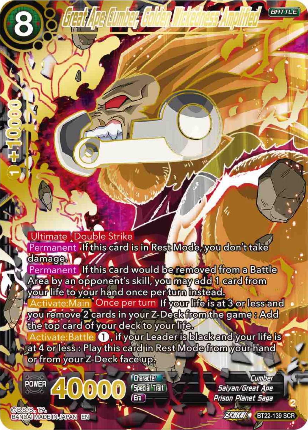 Great Ape Cumber, Golden Wickedness Amplified (BT22-139) [Critical Blow] | Devastation Store