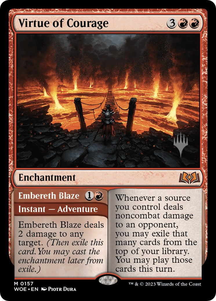 Virtue of Courage //Embereth Blaze (Promo Pack) [Wilds of Eldraine Promos] | Devastation Store