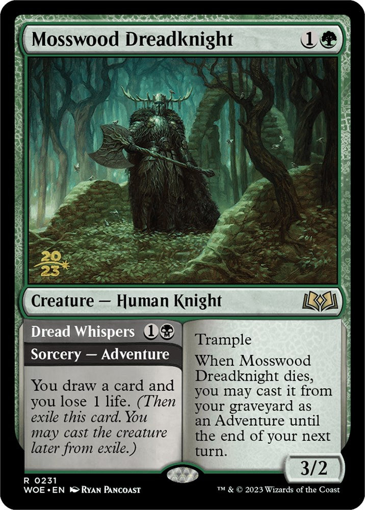 Mosswood Dreadknight // Dread Whispers [Wilds of Eldraine Prerelease Promos] | Devastation Store